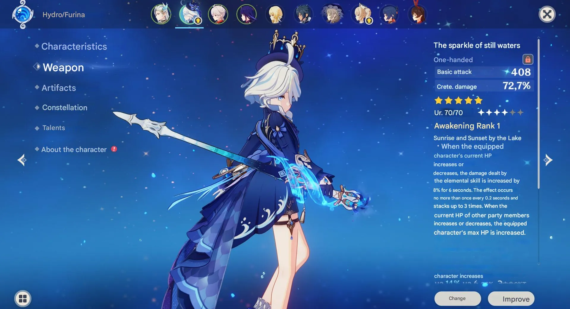 GI1146 Neuvillette C2 + Furina + Kazuha + Raiden with Signature Weapons and 150+ Days Blessing 